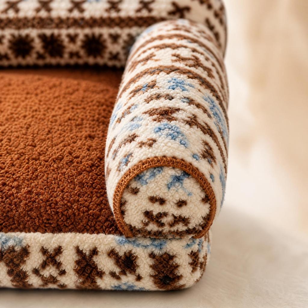 Floral Pet Sofa Bed Soft Padded Warm for Dogs, Cats, Bedroom, Living Room, Reading