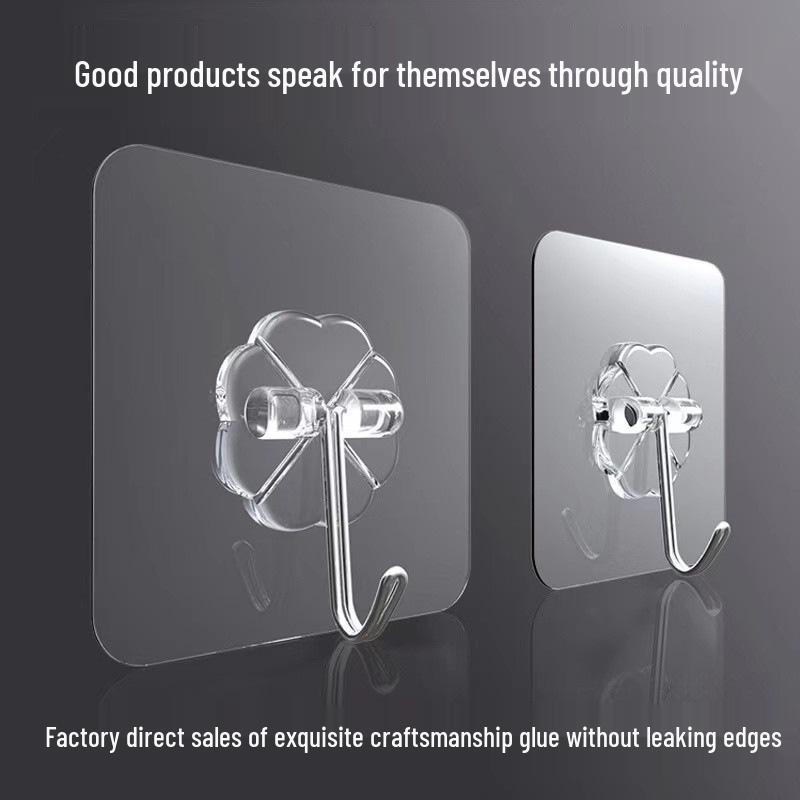 Transparent Seamless Adhesive Hooks - Strong Load Bearing for Home, Kitchen & Bathroom