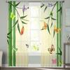 Oriental Bamboo Butterflies Sheer Curtains for Living Room Transparent Tulle Window Curtain Bedroom Kitchen Decor Veil Drapes