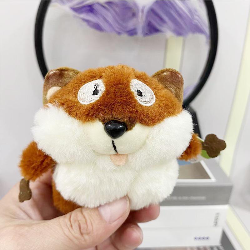 Fox Plush Sesame Pendant Keychain Doll Bag Hanging Decoration Cute Comfortable