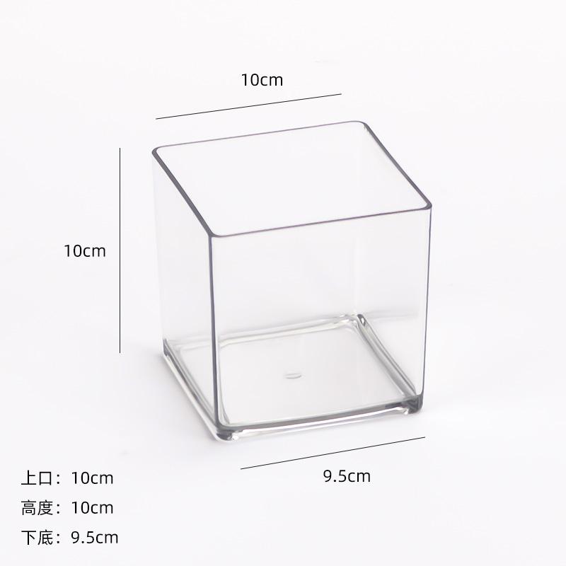 Square Acrylic Flower Box Clear Vase Flowers Green Plants Flower Arrangement Hydroponic Container Square Box Floral Material