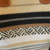 Gestreifte Stroh-Tote-Bag mit großer Kapazität Damen-Handtasche