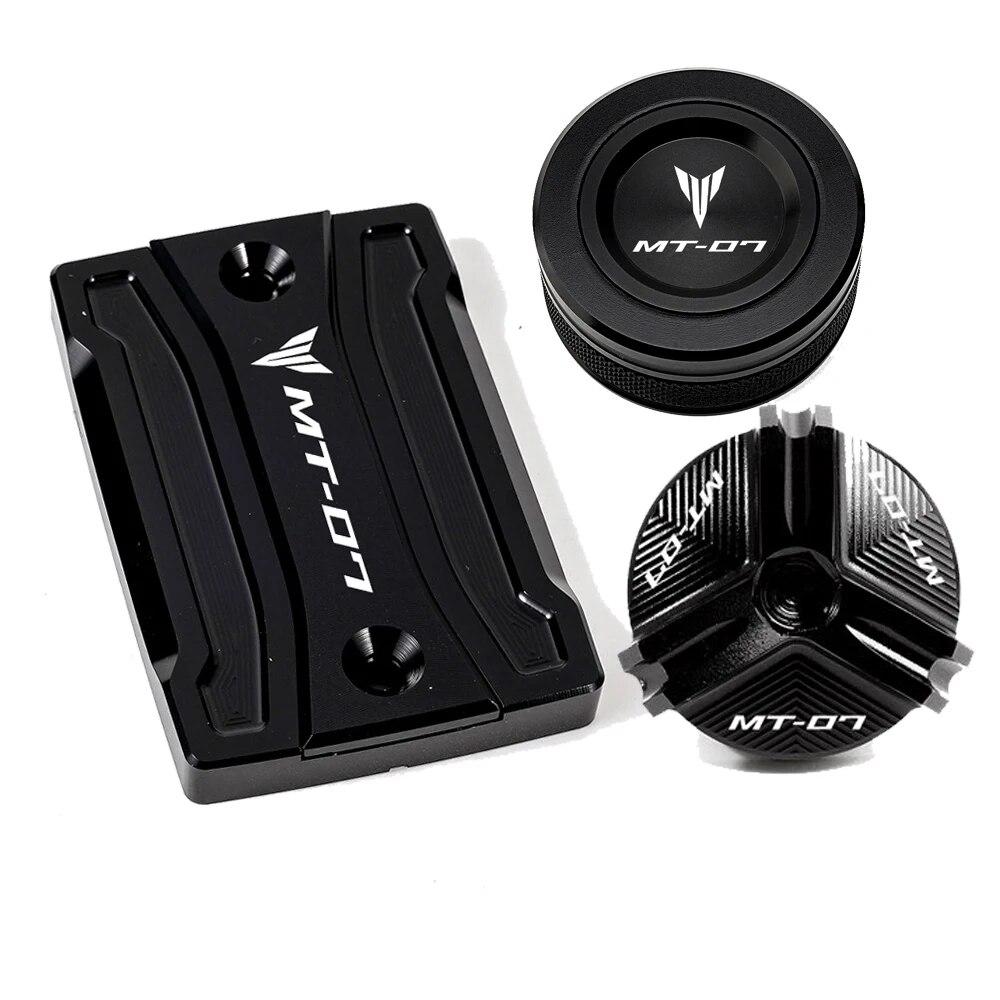 For Yamaha MT07 TRACER MT-07 2014-2022   Motorcycle Cylinder Cover Front Rear Brake Fluid Reservoir Cap Oil Filler Cap