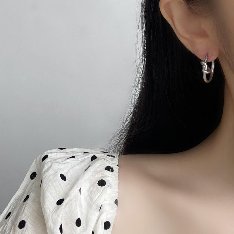 Korean-Style Gold-Plated Minimalist Knotted Hoop Earrings