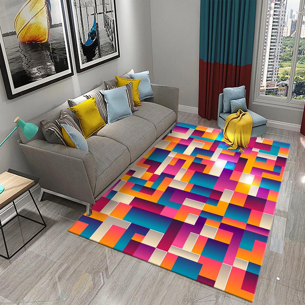 Glänzender Diamant Schwarz Teppich Kreatives Design Teppich für Erwachsene Modern Abstrakt Geometrische Teppiche Schlafzimmer Wohnzimmer Bereich Dekor Fußmatte