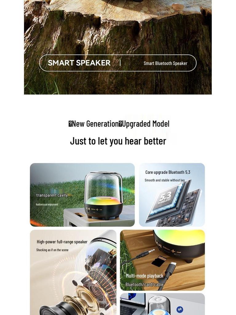 Colorful Bluetooth Speaker: High-Quality Sound, Portable, Multi-Mode, Large Volume, T58 Car Subwoofer.
