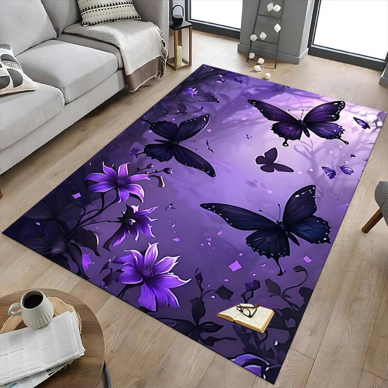 1PC Butterfly Flowers Carpet Ultra Soft, Thick & Absorbent, Non Slip Machine Washable Mat for Entryway