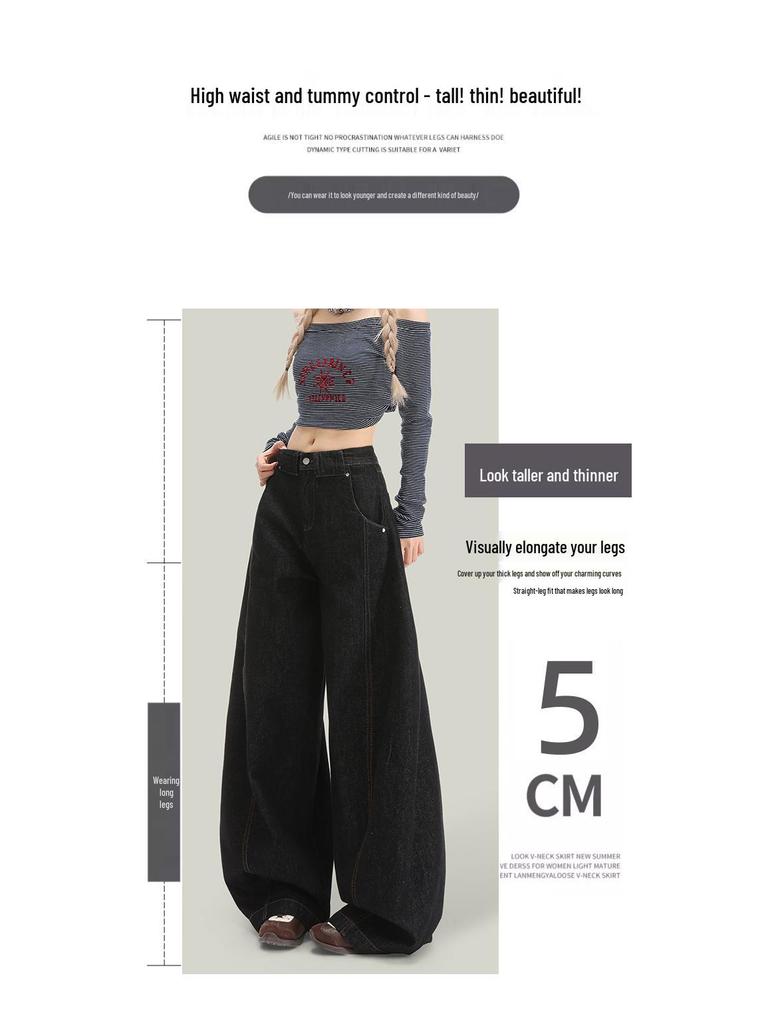American Original Wide-Leg Denim Jeans for Women - Fall 2025: High-Waisted, Pear-Shaped, Slimming, Loose, Floor-Length Pants