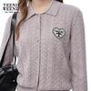 Teenie Weenie Women's Cable Knit Polo Collar Cardigan