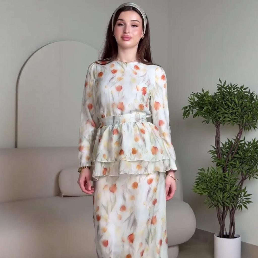 European & American Floral Cinched Waist Summer Dress with Camisole