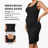 Maternity Sleeveless Bodycon Dress With Crossed Waistband Round Neck Mid-Length Solid Color