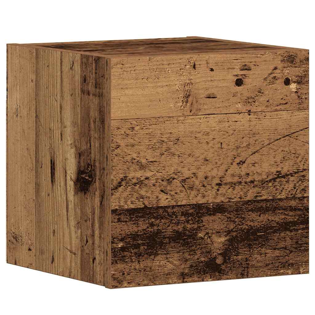 Wall Mounted TV Cabinets Set of 3 Rustic Wood Look Engineered Wood