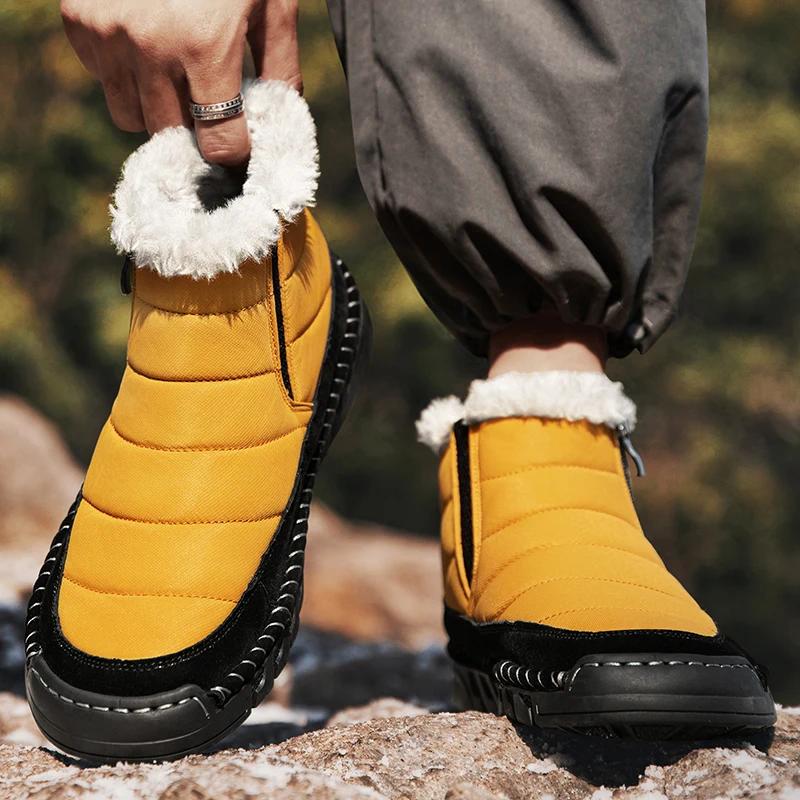 2025 Zima Nové Pánské Vodotěsné Látkové Outdoorové Trekové Tenisky Silná Podrážka Měkké Pohodlí Teplé Plyšové Sněhule Velká Velikost 39-46