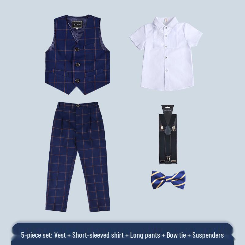 Jungen Plus Size Karomuster Weste Set - Formelle Hochzeits- & Auftrittskleidung 2023