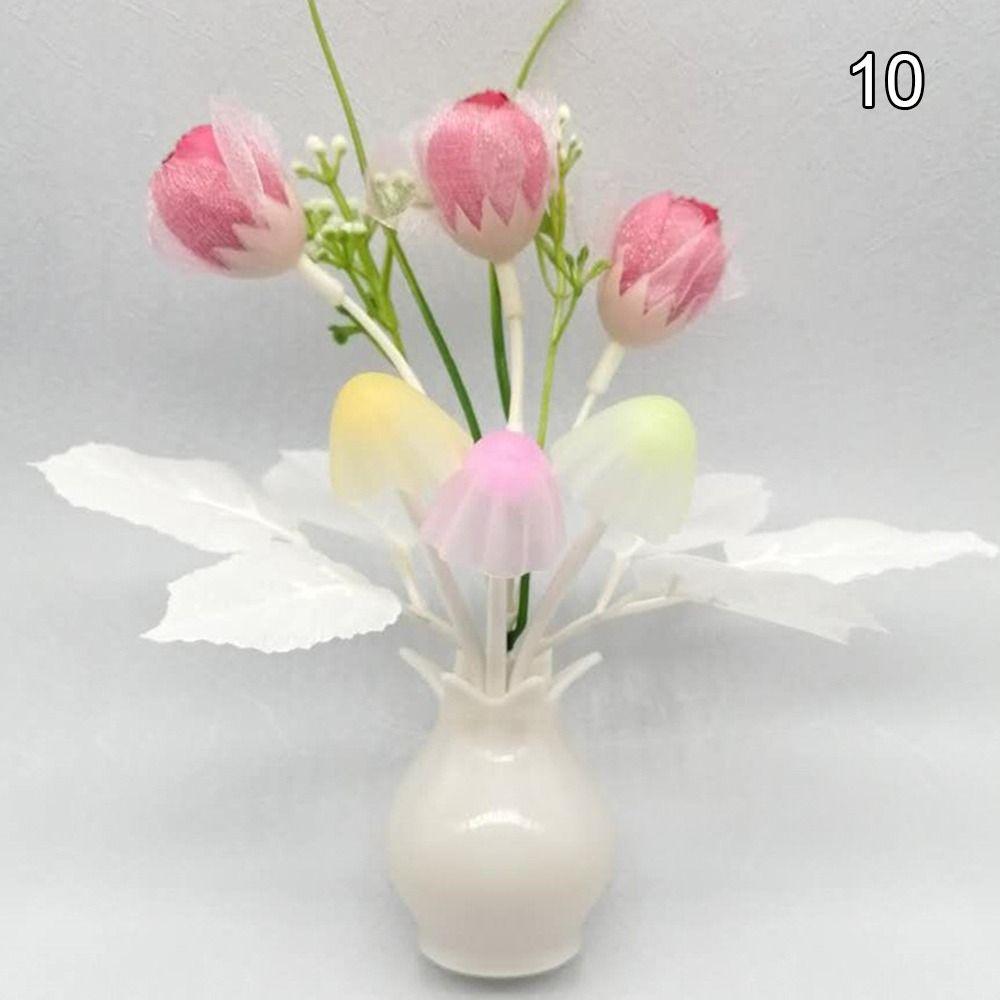 

Сделанные вручную сиреневые тюльпаны, светодиодные грибные ночники, 3D-свет, цветочная лампа, красочный маленький ночник 10