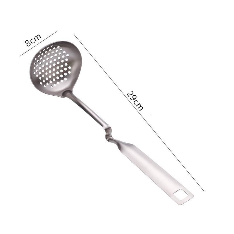 Round Skimmer Stainless Steel Colander Spoon Kitchen Gravy Oil Soup Fat Filter Fried Strainer Spoon with Long curved handle