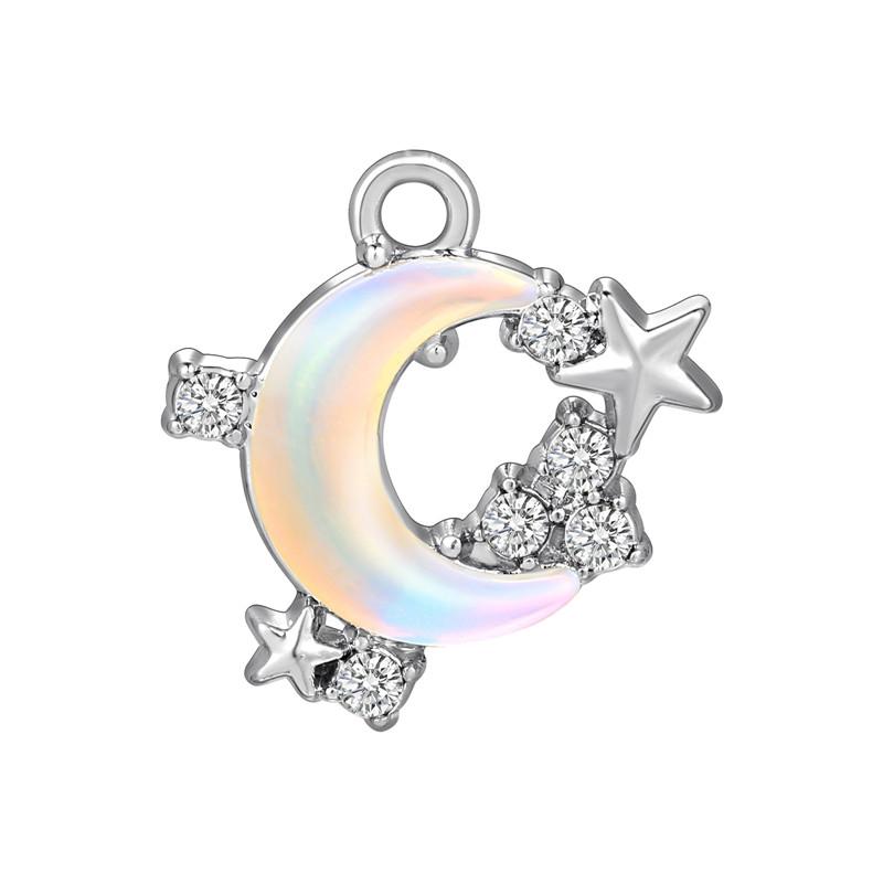 Stainless Steel Charms Crystal Zircon Cherry Moon Star Heart Bow Knot Sun Pendant Beads For Jewelry Making Woman DIY Accessories