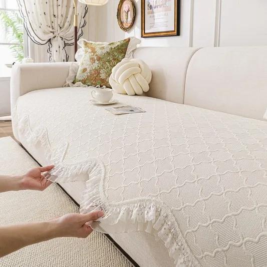 Cream Style Sofa Cushion Four Seasons Universal 2025 New High-grade One-piece Non-slip Fall/Winter Sofa Cushion Cover Cloth