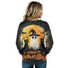 Women's Long Sleeve Flannel Top with Halloween Print for Fall Holiday