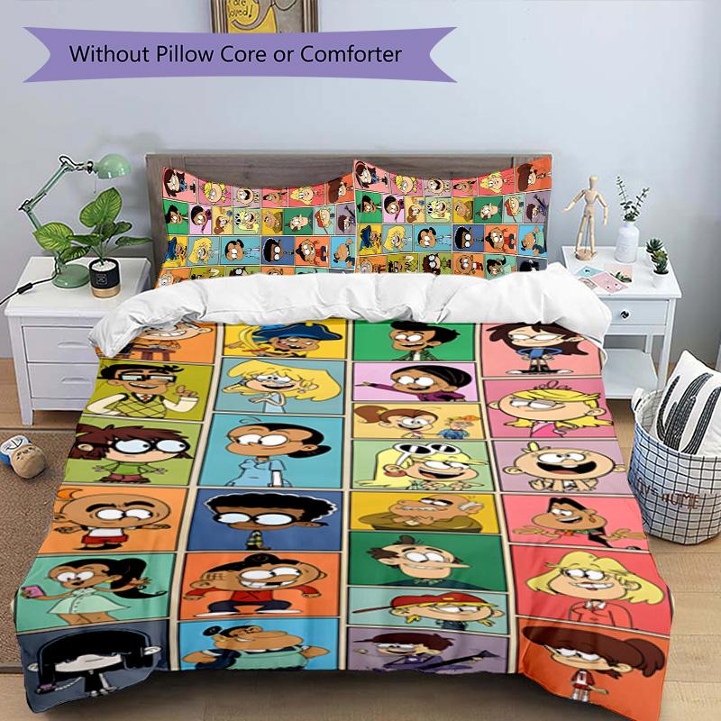 Loud House 3pcs Bedding Set Duvet Cover Closure Includes 1 Duvet Cover & 2 Pillowcases for All Seasons Bedroom Home Dorm Decor
