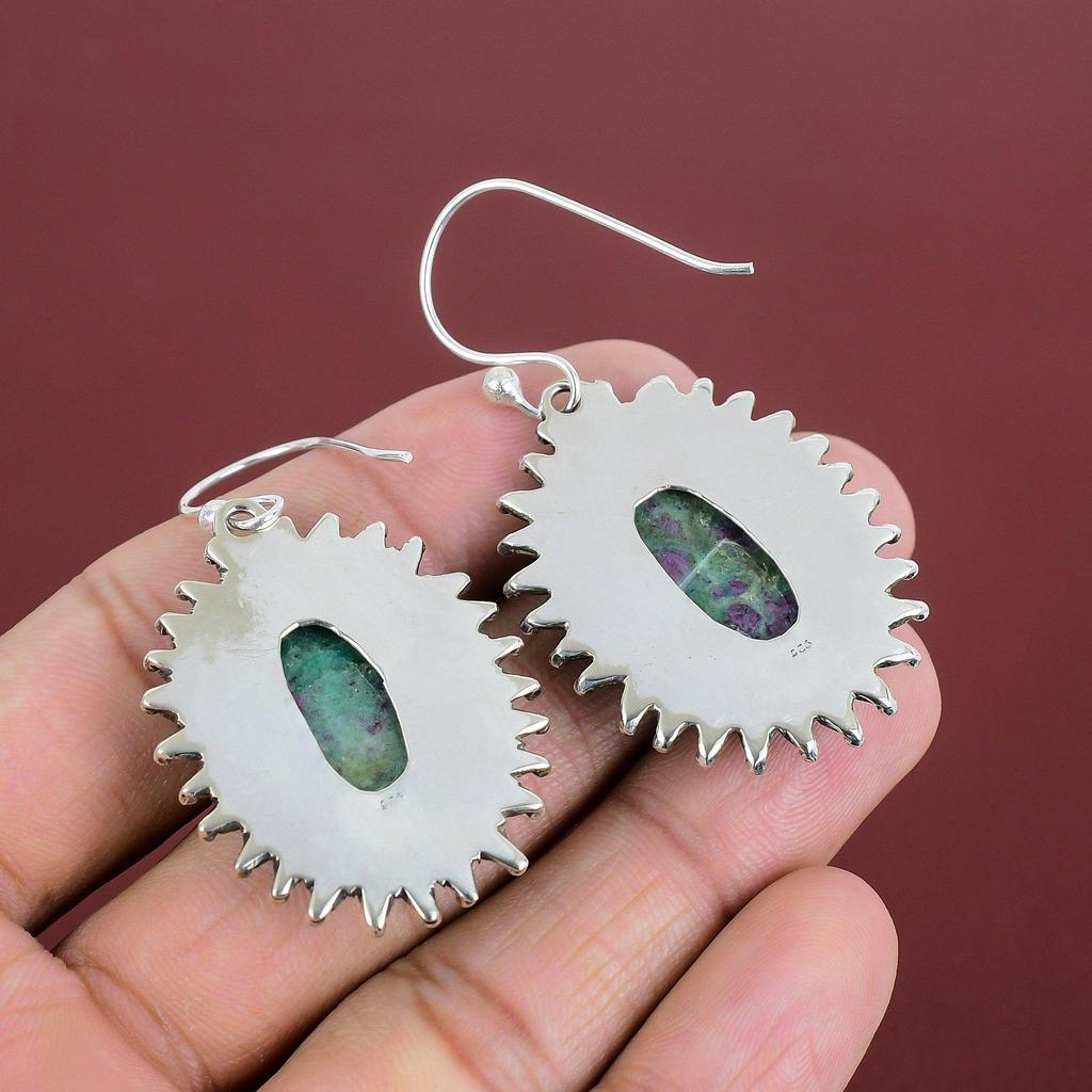 Ruby Fuchsite Earrings Gemstone Earring Designer Jewelry Wonderful Drop Earring 925 Sterling Silver Earrings Handmade Jewelry Gifts For Her
