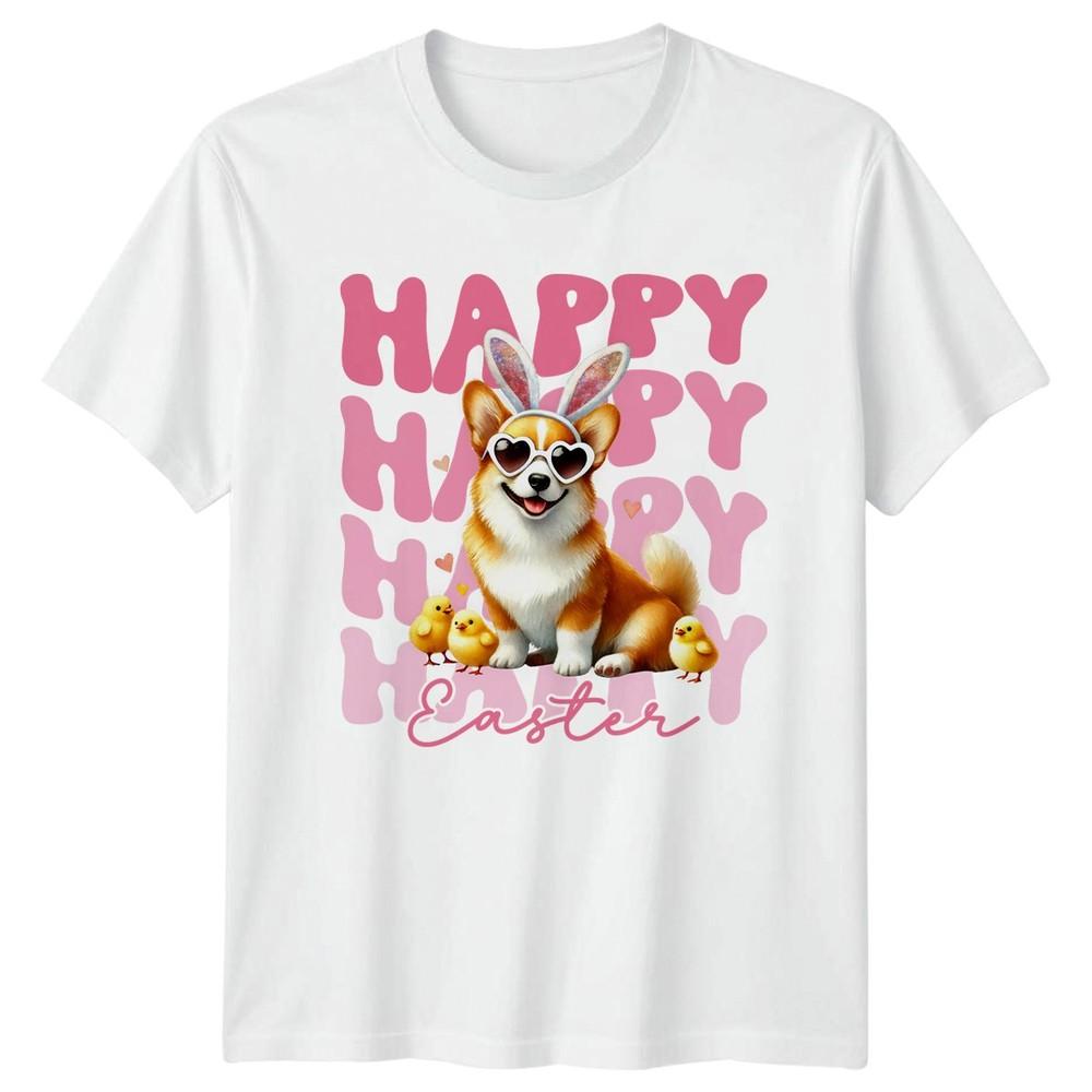 Happy Happy Happy Happy Easter Unisexs TShirt Corgi Dog Holiday Easter S