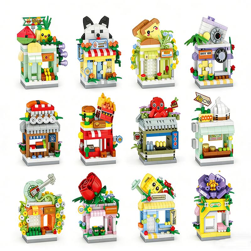

Miniature House City Street View Building Blocks Shop Building Block Model Desktop Decoration Children Toy Girl Holiday Gift