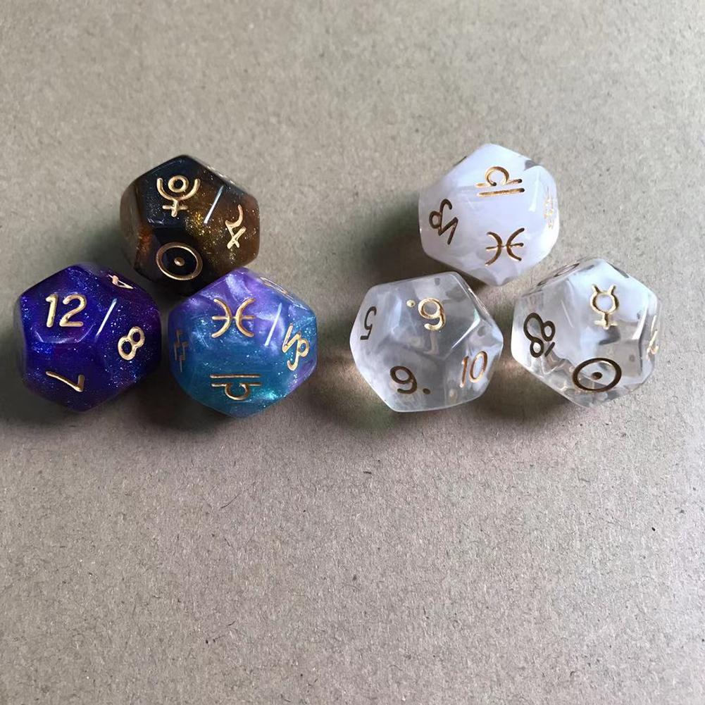 3Pcs 12-Sided Dice Astrology Multifaceted Constellation Dice Leisure And Entertainment Toys For Tarot Card Party Game Role Play