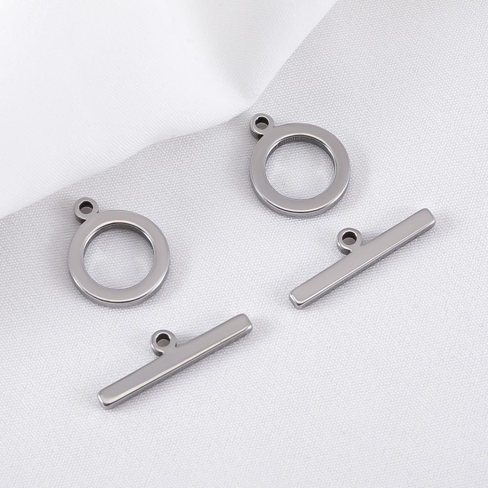 5 Sets Stainless Steel Toggle Jewelry OT Clasps Connectors Flat Round Toggle T Bar Clasp DIY Necklace Bracelet Earring Findings