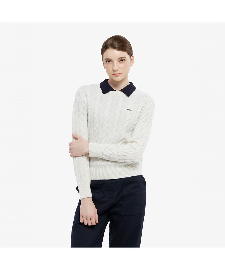 LACOSTE Women'S Cable Crew Neck Sweater Af083E-55N Xfj