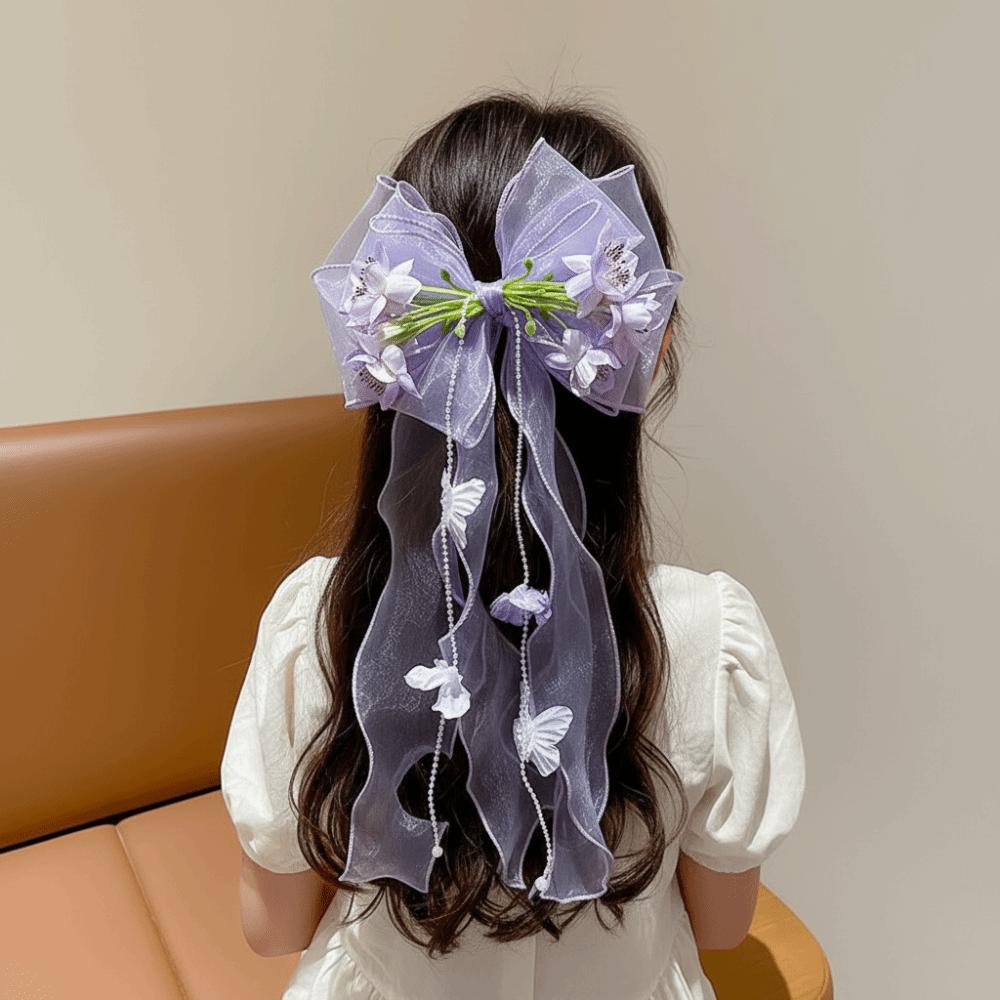 Mesh-textiled Jumbo Organza Bowknot Beaded-streamer Tulle Ribbon Streamers Toddlers