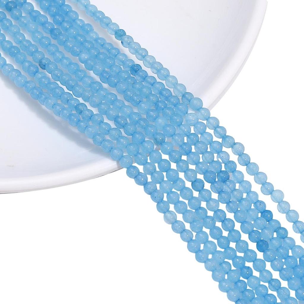 3mm White Round Stone Beads with Color, Loose Beads for DIY Bracelets, Necklaces, and Jewelry Accessories.