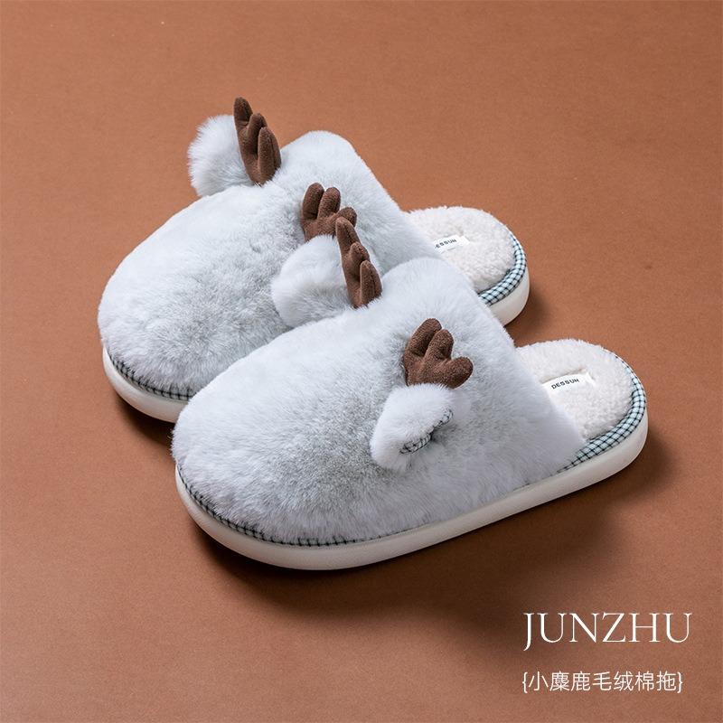 New winter velvet warm cotton slippers women's indoor home thick bottom non-slip fluffy slippers home