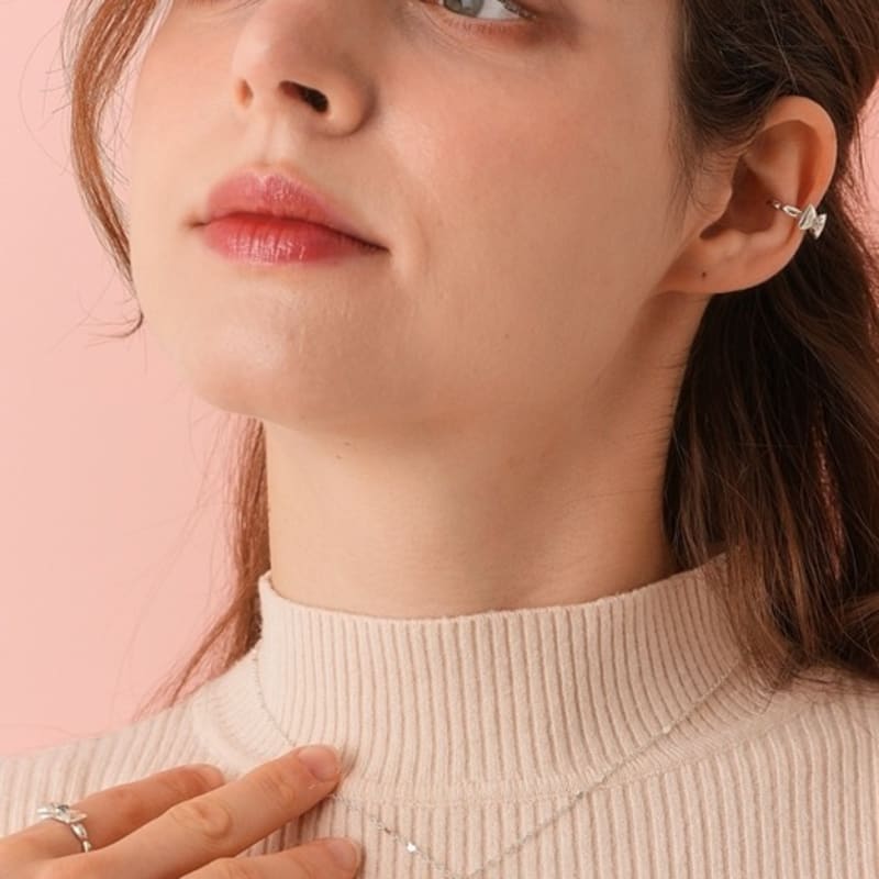 BELLOOGGI Sweet Bow Necklace Natural White Topaz Butterfly Ribbon Necklace