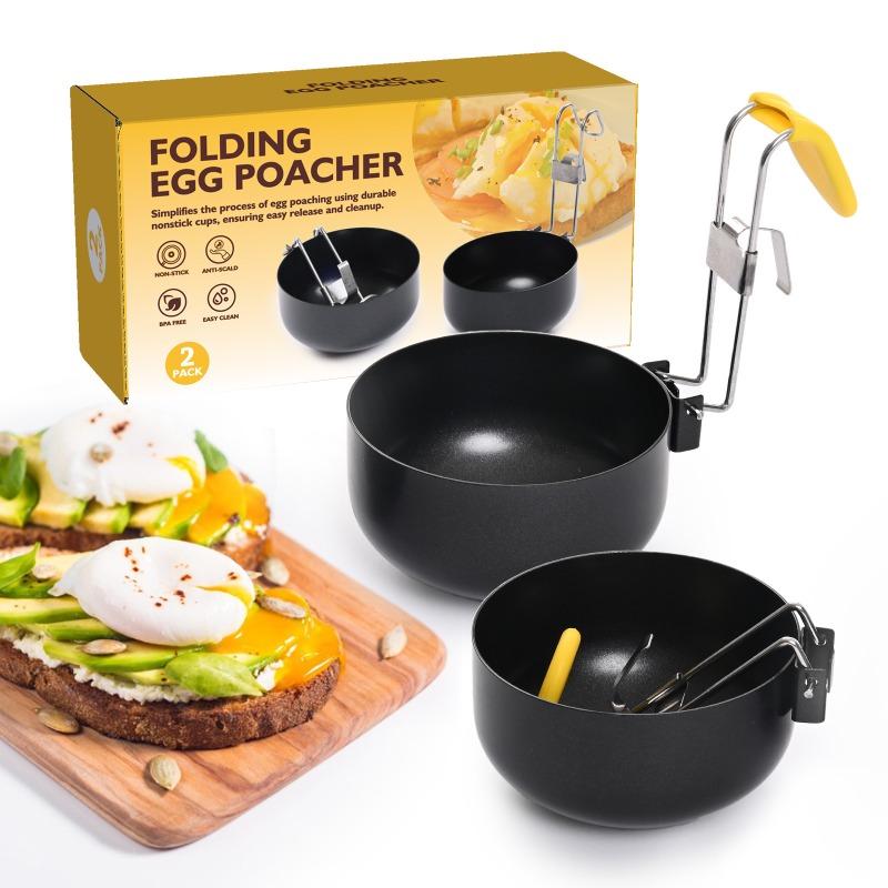 2Pcs Non-stick Anti-scalding Boiler Egg Mold Collapsible Hanging Ear Type Egg Boiler Egg Rings for Perfect Poached Eggs Tool