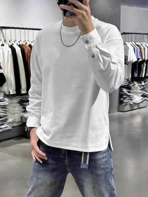 Men's High-Quality Crew Neck Long Sleeve T-Shirt - Spring 2025 Versatile Basic