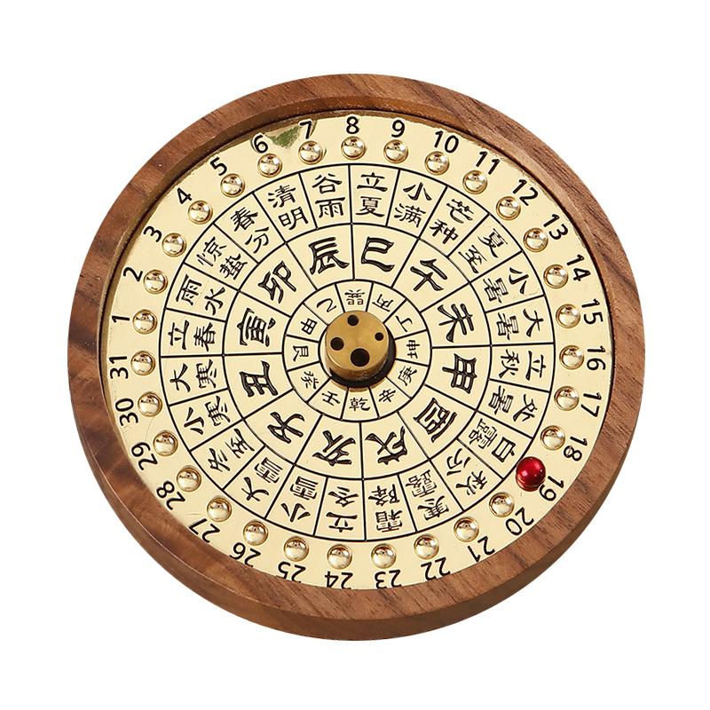 

Китайский календарь Подставка для благовоний 4 отверстия Латунный держатель для благовоний с деревянной пепельницей Буддийские принадлежности Домашний декор