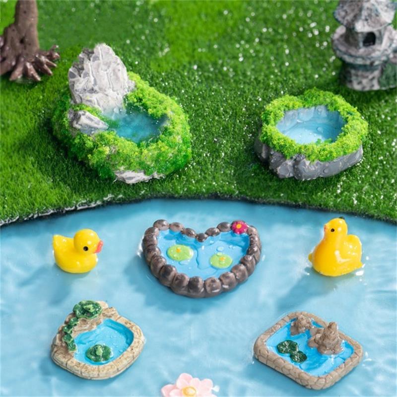 Cute Simulation Pool Tower Micro Landscape Ornaments Doll Car Ornaments Desktop Home Decoration Dollhouse Toy Diy Accessory Gift