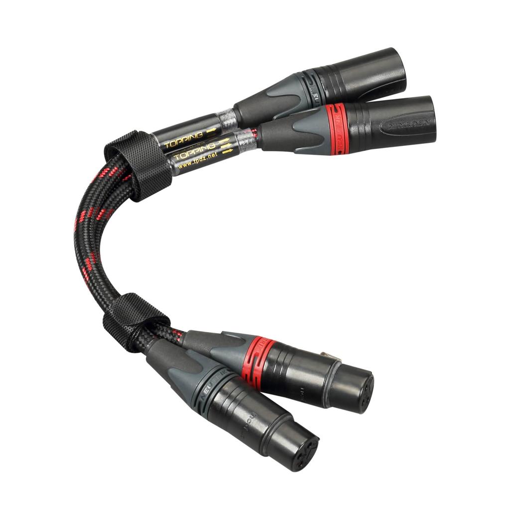 TOPPING XLR to XLR 6N OCC Shielded Audio Grade XLR Short Outer Black Pair TCX1-25 Cable, Approx. 25cm, High-Purity Conductor, 2-Core Structure, Cable,