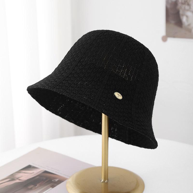 Women's Knitted Bucket Sun Hat Breathable Hollow Out Design For Summer Beach & Travel Simple