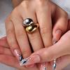 INS Ladies Fine Ring 18K Electroplated Titanium Stainless Steel Fashionable Color Matching Exaggerated Irregular Opening Ring
