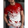 Funny Men's T-Shirts Santa Claus Christmas Oversized Short Sleeve with Snowflakes Print Red Casual O-Neck Outfit Men Clothing
