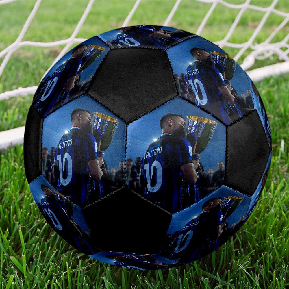Lautaro Size 5 Soccer Ball, Machine-Stitched PVC, Durable & High Bounce, All Ages Fit, Fan Merchandise, Matches & Outdoor Use.