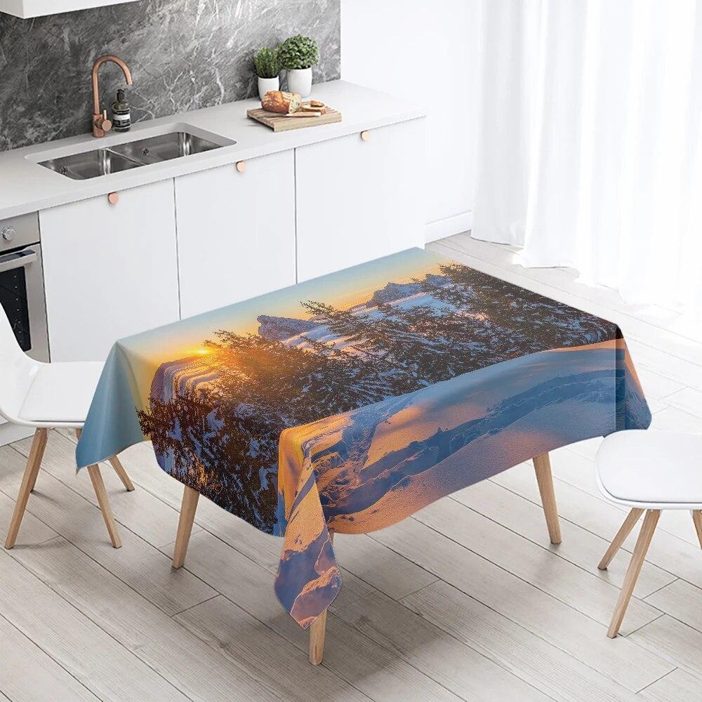 Sunrise Sunset Scenery Tablecloth Restaurant Table Decoration Stain Resistant Waterproof Rectangular  Home
