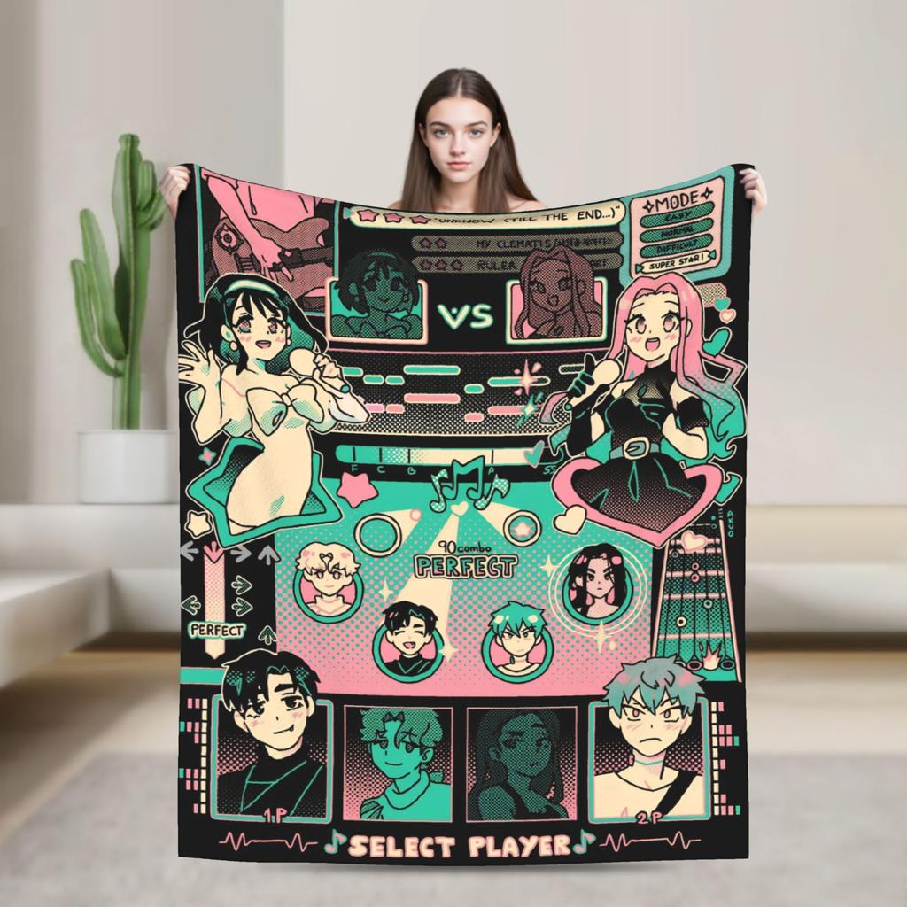 Aliens Music Cartoon Stages Fleece Throw Blankets Mizi Sua Till Luka for Bed Knitted Blanket Office Super Soft Breathable