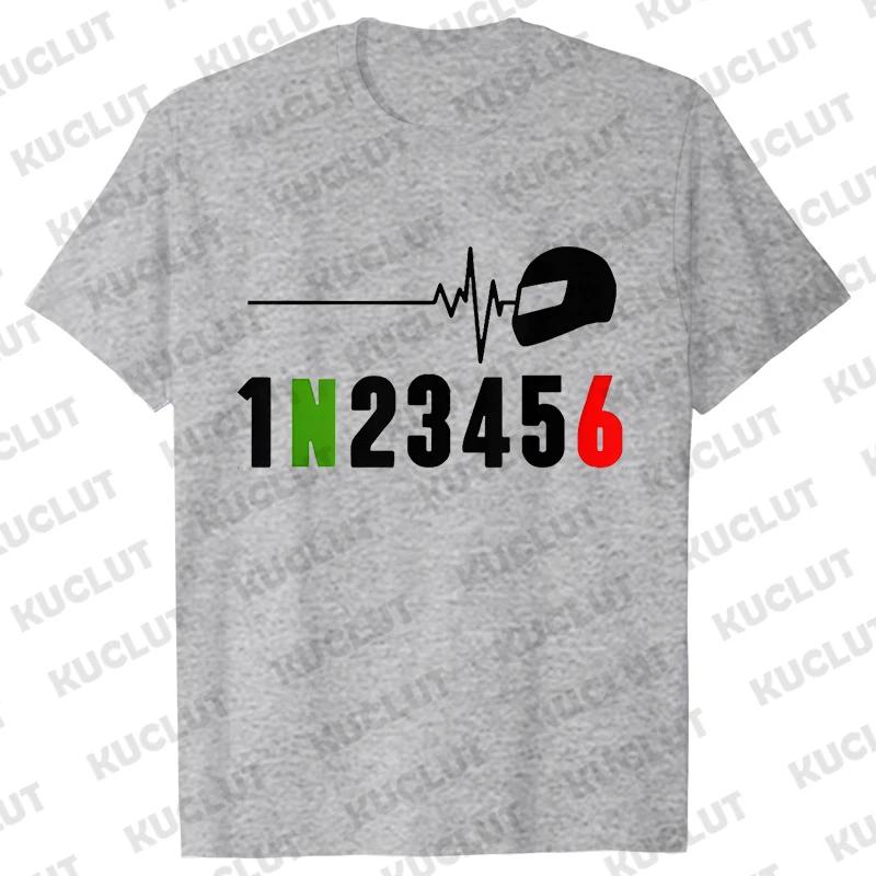 1N23456 Motocyklový převodový tep Tričko Pánské Tričko Horský jezdec Moto kolo Trička Pánské Dámské Tričko Krátký rukáv Topy