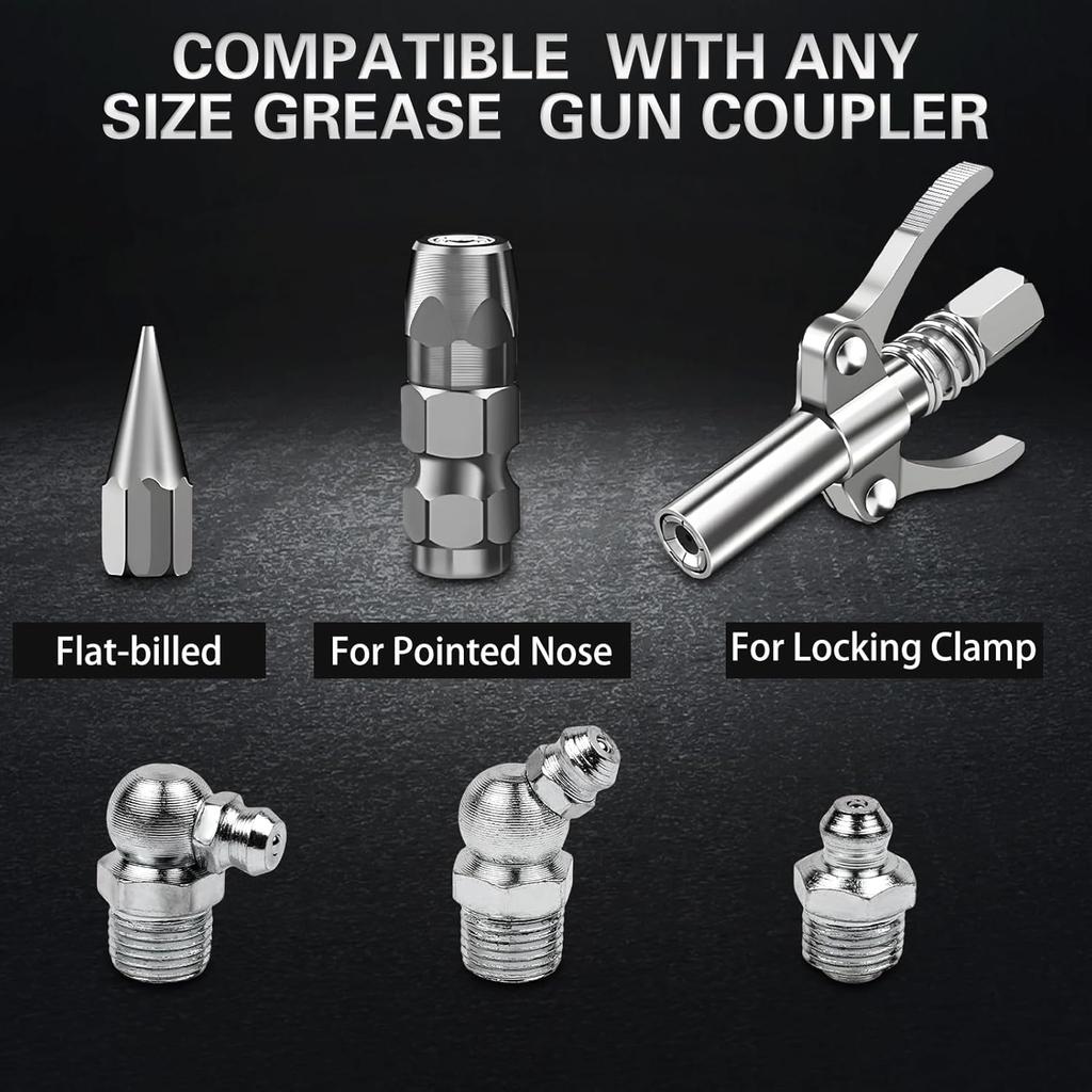 60Pcs Grease Fittings Kit, 1/4 & 1/8 Inch BSP Grease Zerk Fittings Assortment With 90 Degree, 45 Degree, And Straight Angle For Automotive, Tractors,