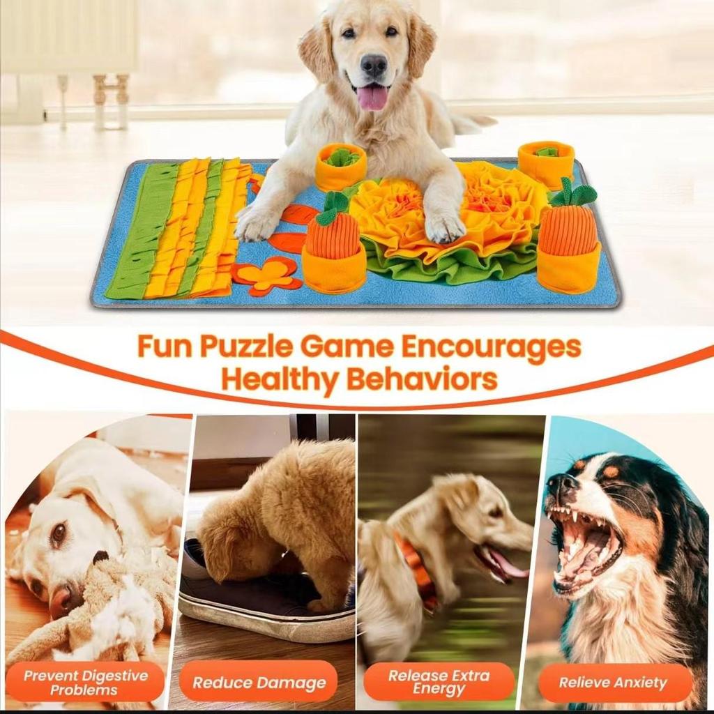 Dog Foraging Sniffing Mat: Puppy Puzzle & Slow Feeding Blanket Toy for Treasure Hunt
