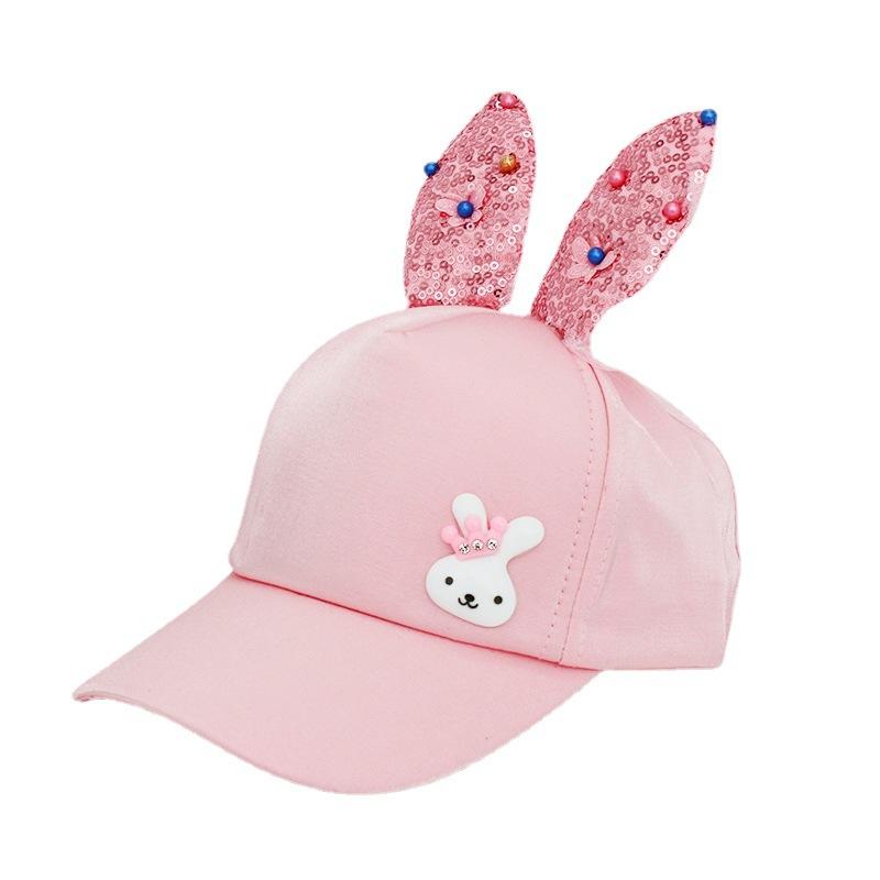 Korean Version of Sequins Cute Rabbit Baseball Cap Boys and Girls Baby Baseball Cap Sun Protection Student Sun Hat