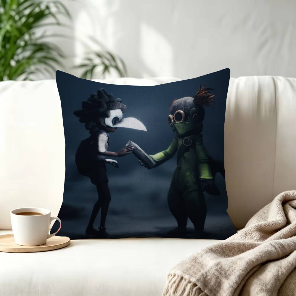 Little NNightmares Decorative Polyester Throw Pillow Cover Square Suitable for Home Office Coffee Shop Decor